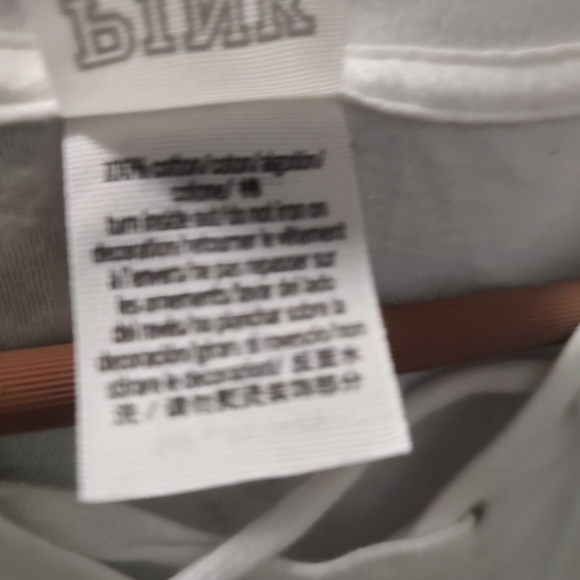 PINK Victoria's Secret White Lace-Up Neck Long Sleeve Cropped T-Shirt Size XS - Picture 10 of 10